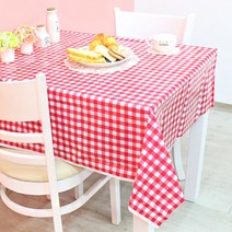 파티해 체크 비닐 테이블보, 레드