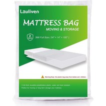 Lauliven 652028 2Pack Full Mattress Bag for Moving 3 Mil Heavy Duty Storage Clear Plastic Bags Long