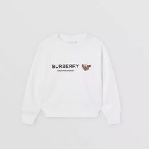 버버리 키즈 토마스 베어 모티프 코튼 스웨트셔츠 화이트 8042941