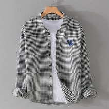하트비트 체크 긴팔 셔츠