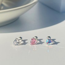 포인바이수 실버925 미니 하트 큐빅 은 피어싱