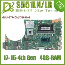 KEFU S551LN ASUS K551L R553L 노트북 마더 보드 I3 I5 I7 4th Gen 4GB-RAM GT840M/GT740M UMA 테스트, 06 I7-4th GT740 GT840