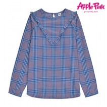 [애플핑크] V라인 프릴 체크 블라우스 (APK1O503GSP)