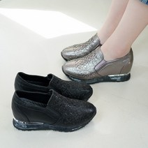 여성 큐빅 패션 발편한 통굽 키높이 슬립온 신발 끈없는 운동화 가을 겨울 중년 8cm