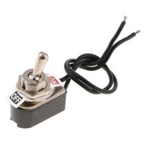 GHSHOP 2x헤비 듀티 토글 스위치 SPST ON-OFF 6A/125V 120mm/4.72인치 와이어 터미널, 25x15x35mm, 골든 블랙, 합금