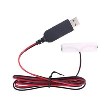 AA 더미 배터리 어댑터 분리형 USB 전원 공급 장치 케이블 코드 교체 LED 장난감 리모콘용 14 개, 06 2AA2M