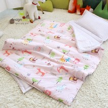 디자인엔 [디자인엔스토리] 순면 엔 낮잠이불 일체형세트(밴드형)-애니멀즈 핑크, 핑크:100X150