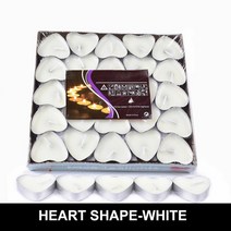 밀랍초 천연 기도 초50 PCS 연기없는 하트 모양의 아로마 캔들 생일 제안 화이트 라운드 티-요리, 02 03