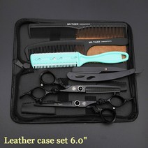 5.5 6.0 블랙 일본 헤어 가위 전문 미용 가위 이발사 숱치기용 가위 미용사 이발 가위 세트, 6.0 C T case2 HSHZ-1
