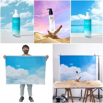 3D 입체 하늘 구름 노을 바다 해변 블루 사진 음식 화장품 소품 인스타 촬영 배경지 사진뒷배경, NO.1, 1개