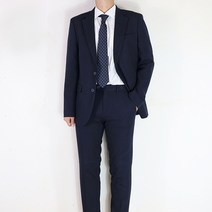 바쏘옴므 22FW 가을 겨울 슬림핏 네이비 멜란지 예복 면접 데일리 네이비정장 W4JF73ANY
