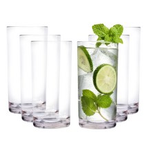 바이고 6개 세트 트라이탄컵 깨트릴 걱정없는 음료수잔 투명 일자형 아이스컵 450ml, 1개