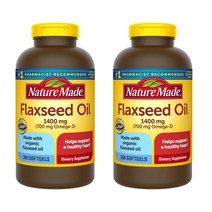 Nature Made 아마씨유 오메가3 Flaxseed Oil 1400mg 300캡슐 x2팩, 2개