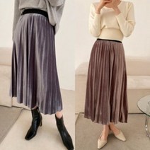 벨벳 플리츠스커트 겨울 롱스커트 마티 밴딩 a라인 플레어스커트