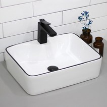 YJ-9105 사각 블랙라인 도기볼세면기세면대 세면기 세면볼 도기볼, CH 골드(멍)자동폽업, P트랩(벽배수) 32cm