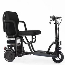 접이식 전동 스쿠터 휠체어 노인 장애인 보행기 경량, 블랙 무게 25kg 배터리 탈착 불가능 48V