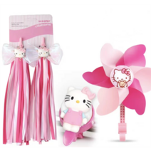 마이크로킥보드 악세사리, 리본+벨+바람개비, 핑크 고양이