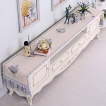 chinapnp0.5 테이블러너 텔러비전선반 식탁보 레이스 패브릭아트 직사각형 거실 화장대 신발장 긴테이블 커버먼지방지 덮개천, T07-블루, C01-40*180CM(적합 장롱 110-140CM)