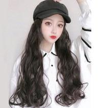 가발위드 긴머리 웨이브 빵 모자가발, 1개, 라이트브라운