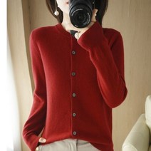 라운드 넥 니트 스웨터 여성용 편안한 패션 풀오버 긴팔 카디건 상의 봄 가을