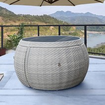 리조트 테라스 테이블 의자 합체형 야외 카페 바나나 파라솔 정원 OT21, 밝은 그레이과 화이트 슬레이트 탁상