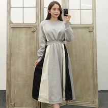 A 배색 밴딩 나그랑 기모 루즈핏 롱원피스