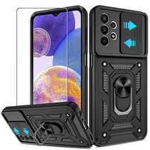미국발송 ATUMP 삼성 A23 케이스 갤럭시 A23 5G/4G 케이스 HD 액정보호필름 튼튼한 충격 방지 보호 케이스 자석 자동차 마운트 링 스탠드 포함 [군용 등급] 보