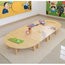 유치원 놀이방 유아 원목 사각 책상 어린이 5세 4세, 반달책상(카멜레온)