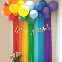 포토존 백월 파티스트리머 무지개 레인보우 파스텔 마카롱 그린 공룡 풀세트 이색 특이한 생일파티세트 인스타 어린이집 실내 생일 파티 브라이덜 백드롭 커튼, 블링블링