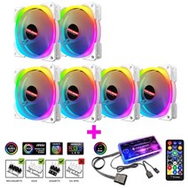 공냉 cpu 저소음 쿨러 수냉식열교환기 Coolmoon SJ101 5V ARGB 팬 6 키트 AURA SYNC with IR Remote Quiet 120mm 컴퓨터 케이스 및, 6 개의 팬 및 컨트롤러