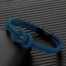 더블 레이어 매듭 로프 팔찌 남녀 공용 블랙 스테인레스 스틸 실더 마그넷 버클 인피니티 커플 쥬얼리