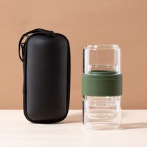휴대용 유리 핸드 드립 커피 필터 세트 팩 수제 이중 벽 메이커 컵 공유 냄비 차, [02] Tea Set - Green