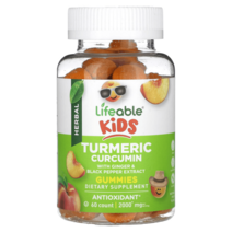 Lifeable 키즈 튜메릭 강황 커큐민 구미피치 1000mg 60정 피페린, 1병