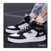 티피/Teepie 남자 화이트 가죽 하이탑 캐주얼 스니커즈