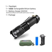 조절식 초점 미니 손전등 크리어 Q5 2000 루멘 LED 손전등 토치 랜턴 AA 14500 마운트, Package C Black Body