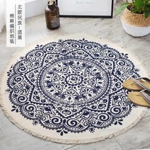 모로칸러그 발타러그 워셔블러그 페르시안카페트 Boho 스타일 라운드 카펫 침실 술 코튼 러그 모로코 손