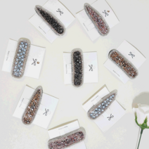 큐빅 비즈 자개 똑딱핀 삼각 사각 머리 헤어핀 H-43