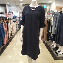 샤트렌 여성 간절기(봄 가울) 롱기장 정장 원피스 라운드넥 5부소매 무릎밑 기장 구김가지 않는 실용적인 소재의 데일리 여자 원피스