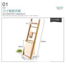 우드 햄퍼 3단빨래바구니 원목 빨래바구니 런드리백, 사다리 포켓