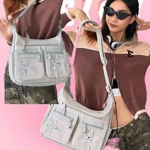 y2k 패션 핸드백 반짝이 가방 빈티지 부드러운 가죽 대용량 토트 메신저 키치 하이틴