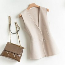 Belliarst100 순모 조끼 여성용 v넥 양면 패션 조끼 슬림 코트 정통 가디건 가을 겨울 신제품