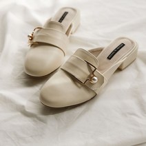 발편한 진주 버클 뮬 4cm 여성 블로퍼