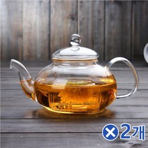 티포트 400mlx2개 맑은 내열유리 꽃차주전자 홈카페, 상세페이지 참조