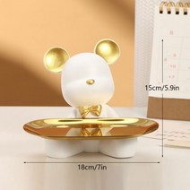 소품 골동품 장식품 북유럽 수지 곰 트레이 피규어 홈 거실 침실 키 스토리지 장식 사탕 컨테이너 동물 동상 액세서리, White Bear