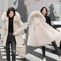 보일러 배관 부품 주름관 자켓 울 라이너 후드 파카 모피 칼라 스노우웨어 패딩 의류 여성용 패션 슬림 겨울 2022