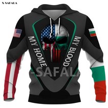 해골 후드 bulgaria hometown 국가 지도 플래그 3d all fullprinted hoodie man women 1 harajuku 지퍼 풀오버 ​​스웨터 자켓