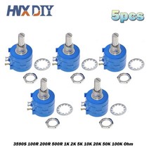 가변 저항5개 3590S-2-103L 3590S 500R 1K 2K 5K Ohm 정밀 멀티 턴 전위차계 회전 조절 저항, 02 100 천개 옴
