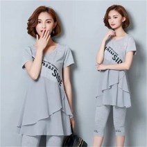PIka여름 여성 상하세트 반팔티 반바지 투피스 빅사이즈