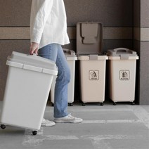 아파트 바퀴달린 50L 원터치 분리수거함 가정용, 1개, 솔보휴지통30L(아이보리2p+브라운1p)