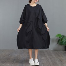 도니와 여성 라운드넥 오버핏 핀턱 원피스 에디ZA09